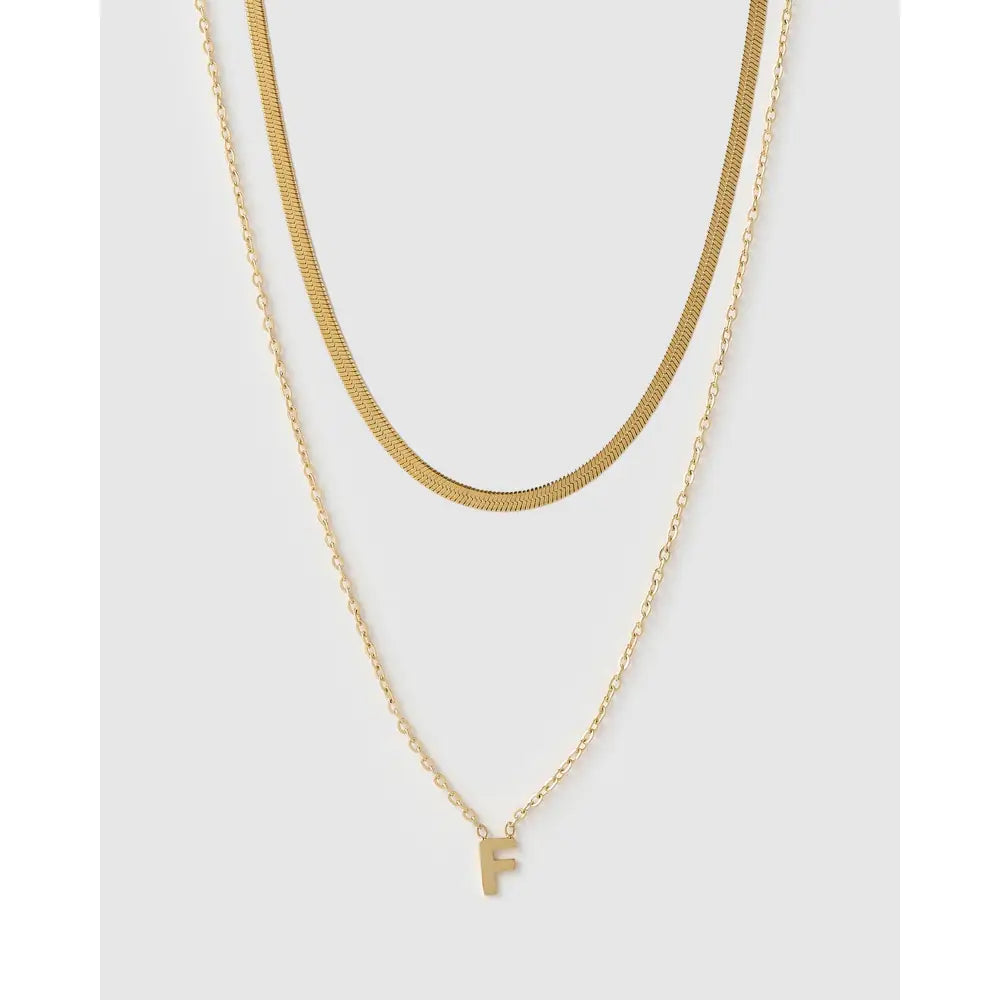 Mini Initial Necklace Stack - Gold / F - Necklaces