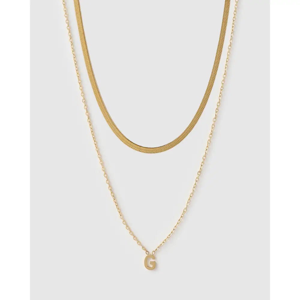 Mini Initial Necklace Stack - Gold / G - Necklaces