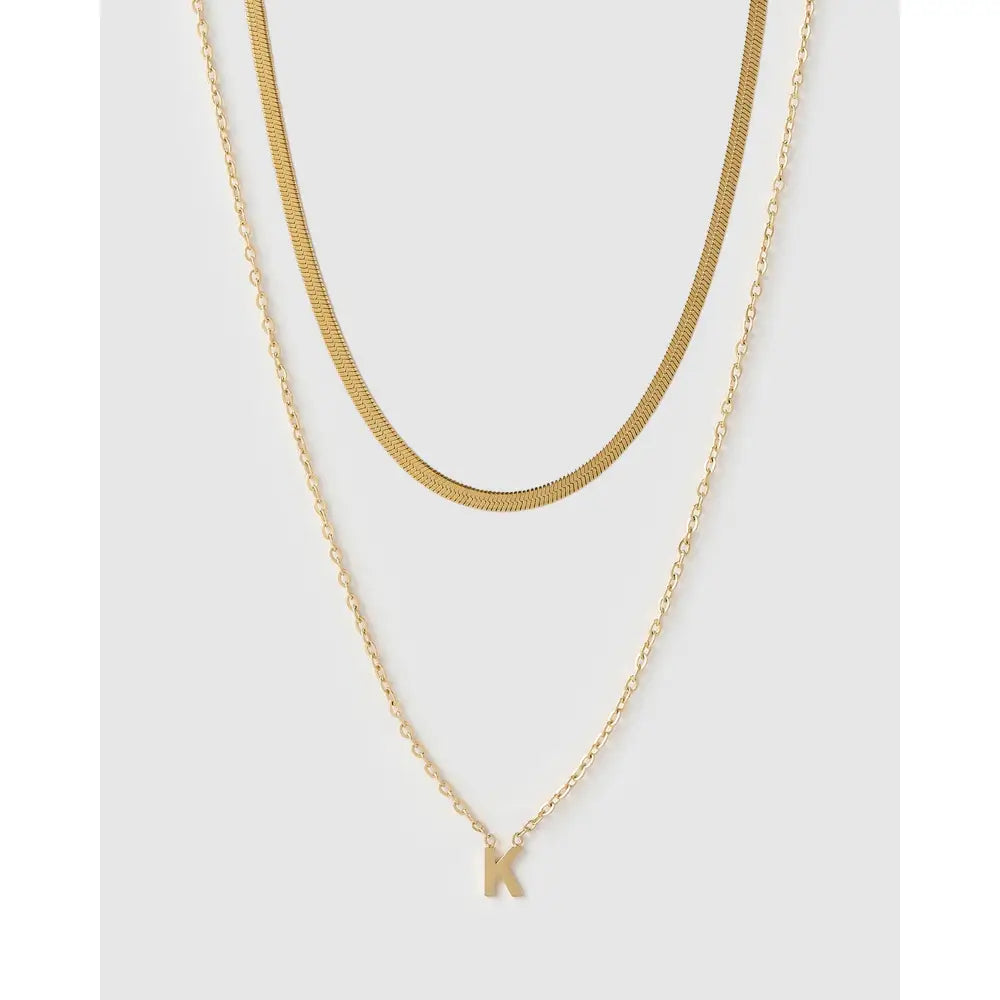 Mini Initial Necklace Stack - Gold / K - Necklaces