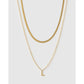 Mini Initial Necklace Stack - Gold / L - Necklaces