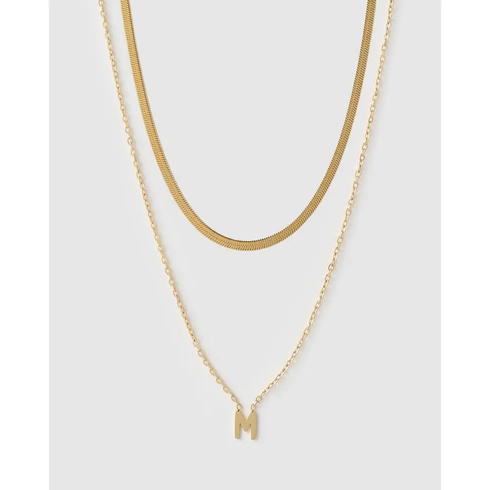 Mini Initial Necklace Stack - Gold / M - Necklaces
