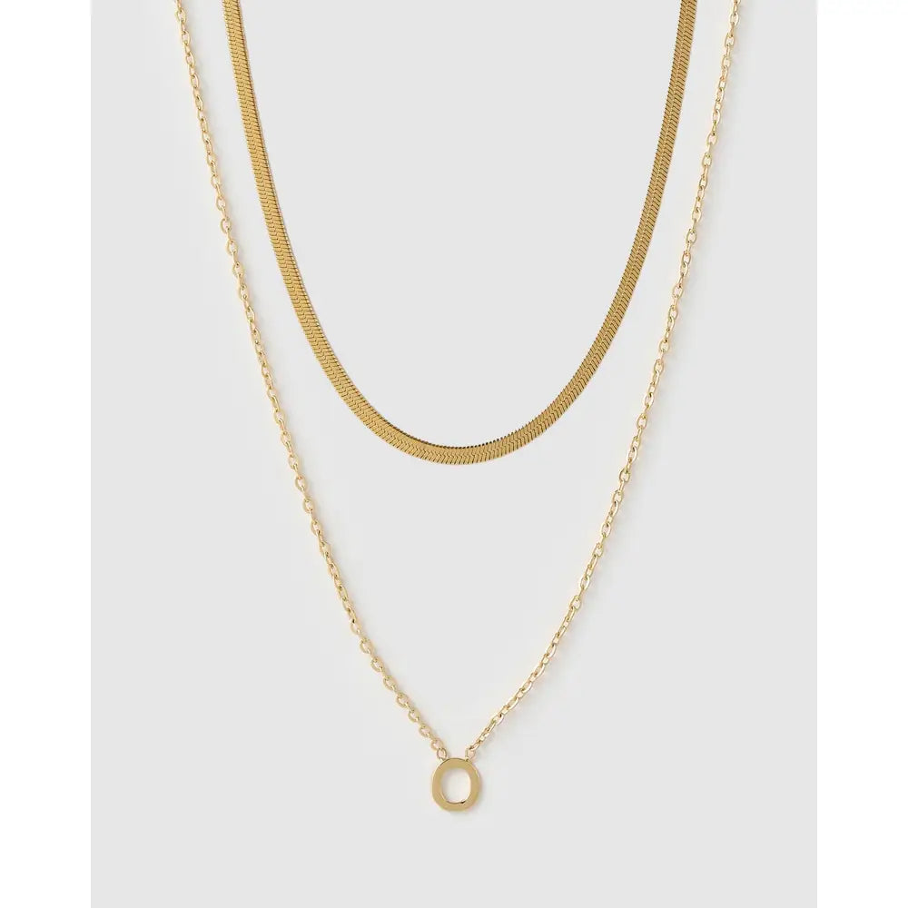 Mini Initial Necklace Stack - Gold / O - Necklaces