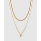 Mini Initial Necklace Stack - Gold / P - Necklaces