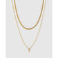 Mini Initial Necklace Stack - Gold / T - Necklaces