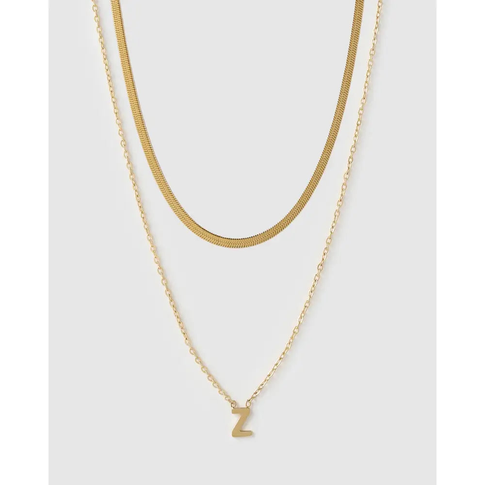Mini Initial Necklace Stack - Gold / Z - Necklaces