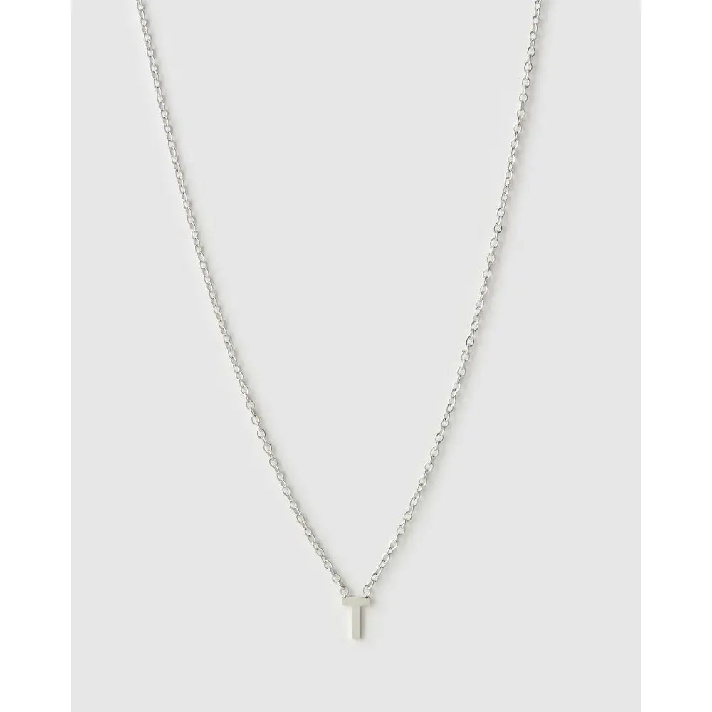 Mini Initial Necklace - T / Silver - Necklaces