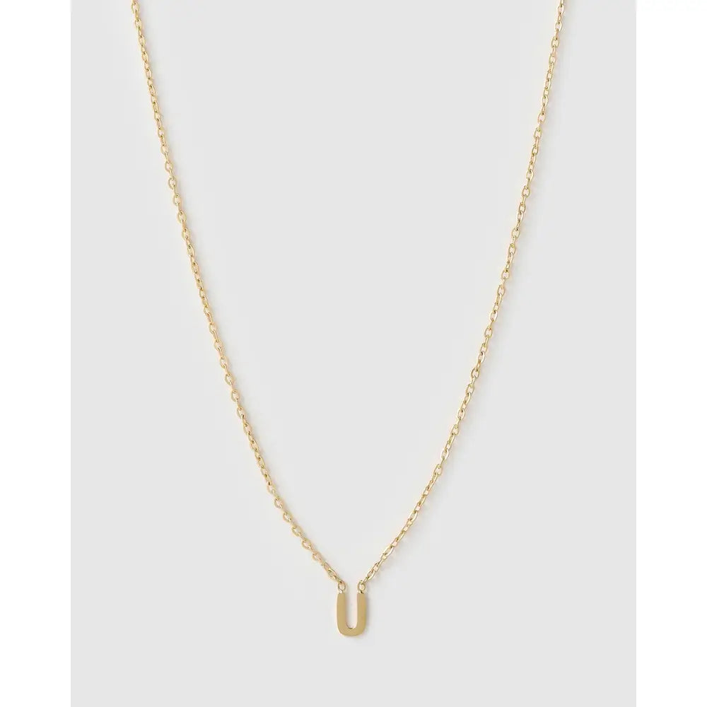 Mini Initial Necklace - U / Gold - Necklaces
