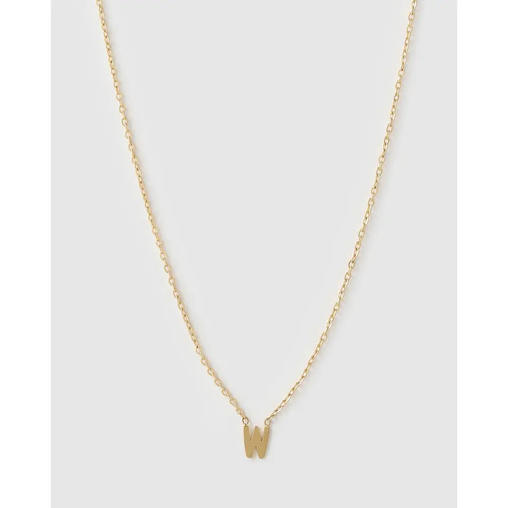 Mini Initial Necklace - W / Gold - Necklaces