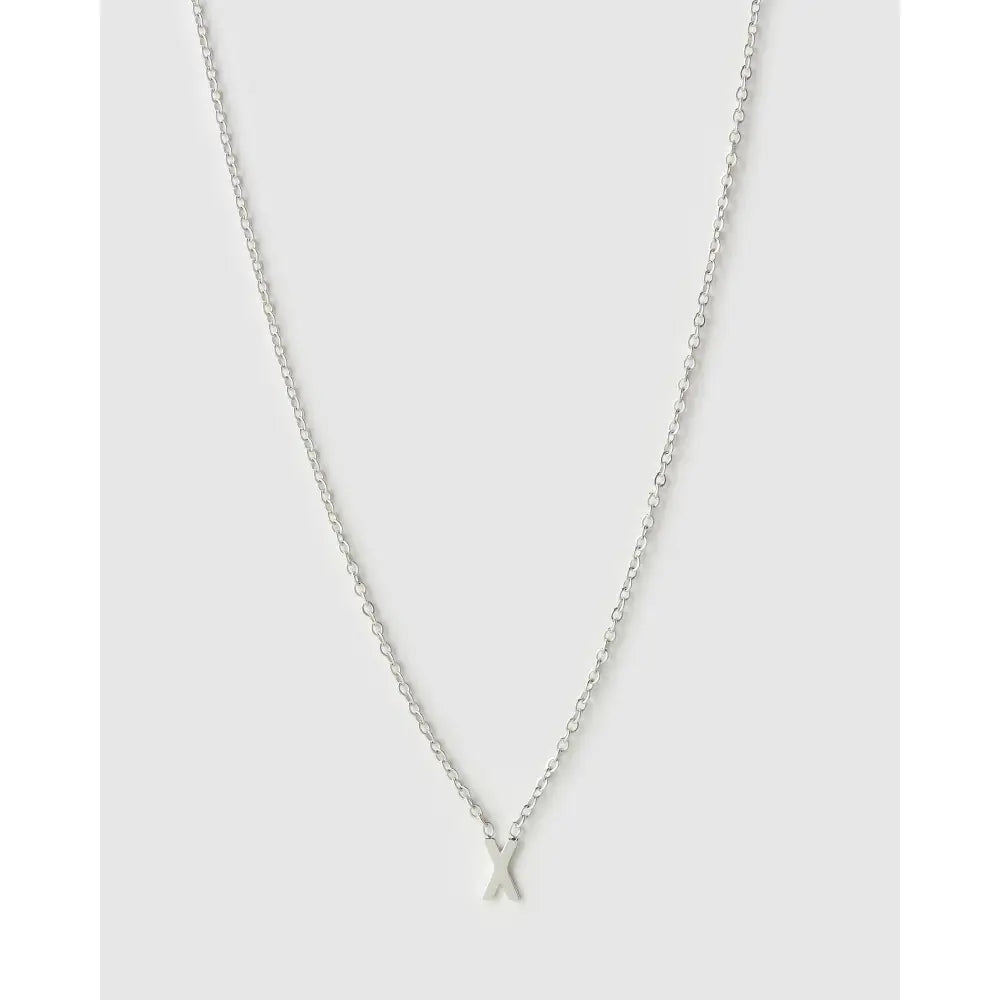 Mini Initial Necklace - X / Silver - Necklaces