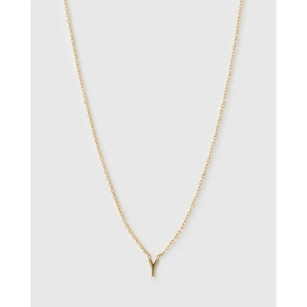 Mini Initial Necklace - Y / Gold - Necklaces