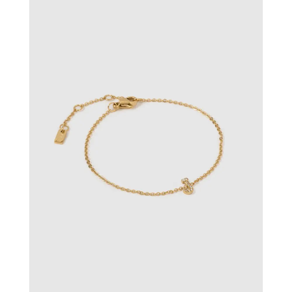 Mini Initial Stone Gold Bracelet - J - Bracelets