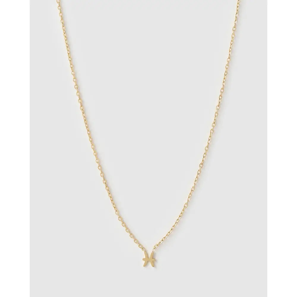 Mini Zodiac Necklace - Gold / Pisces - Necklaces