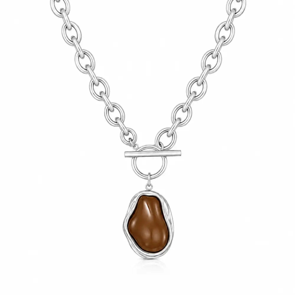 Mocha TBar Necklace - Silver - Necklaces
