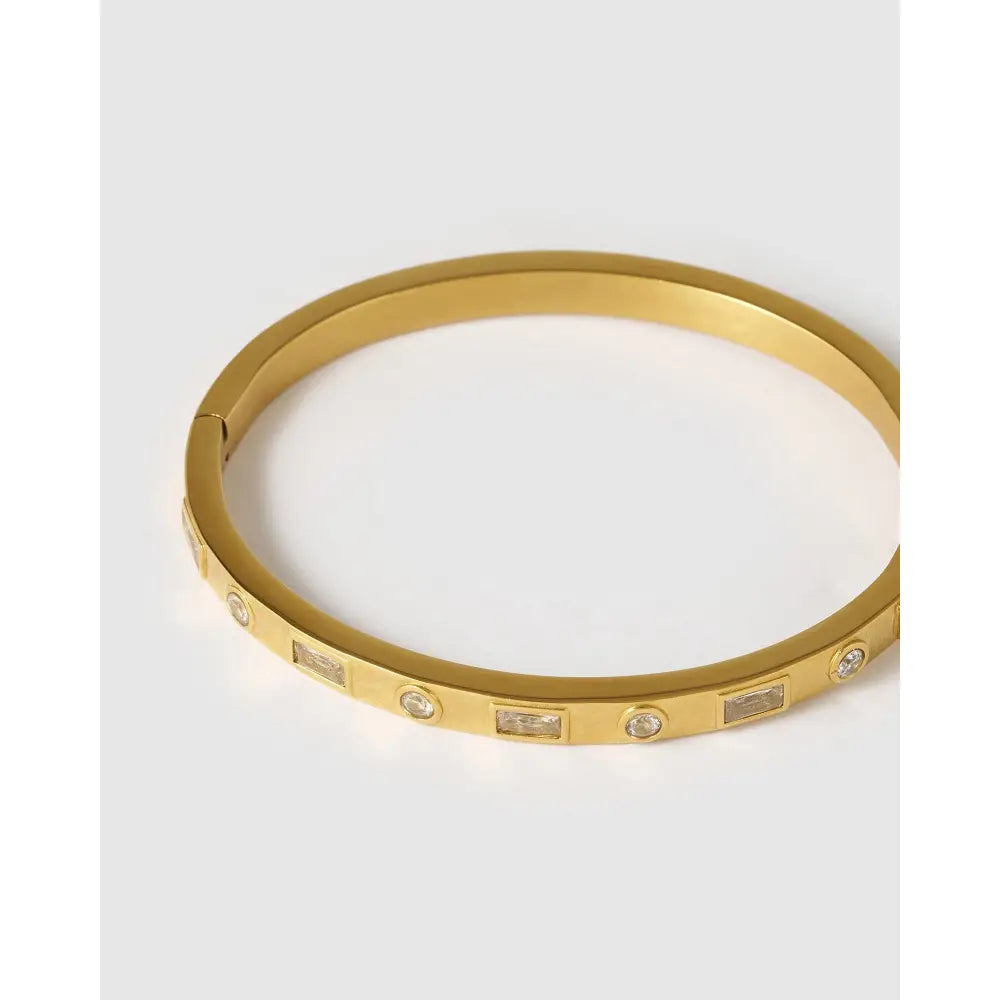 Nadia Gold Stone Cuff Bracelet - Bracelets