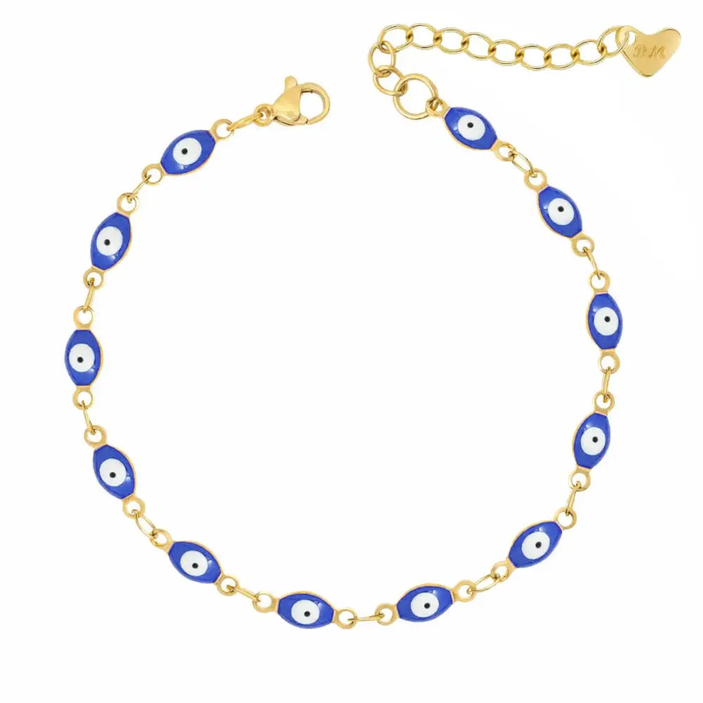 Nazar Evil Eye Bracelet - Gold / Blue - Bracelets