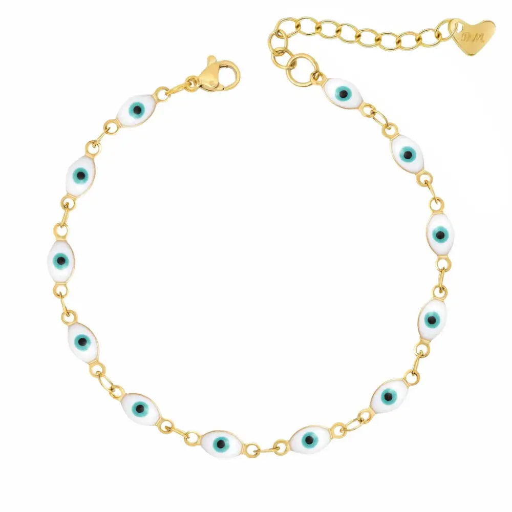 Nazar Evil Eye Bracelet - Gold / White - Bracelets