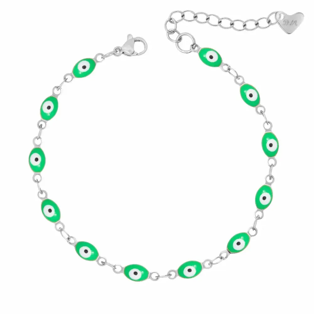 Nazar Evil Eye Bracelet - Silver / Green - Bracelets