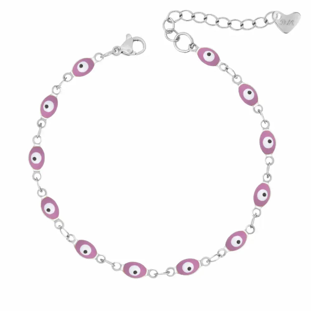 Nazar Evil Eye Bracelet - Silver / Purple - Bracelets