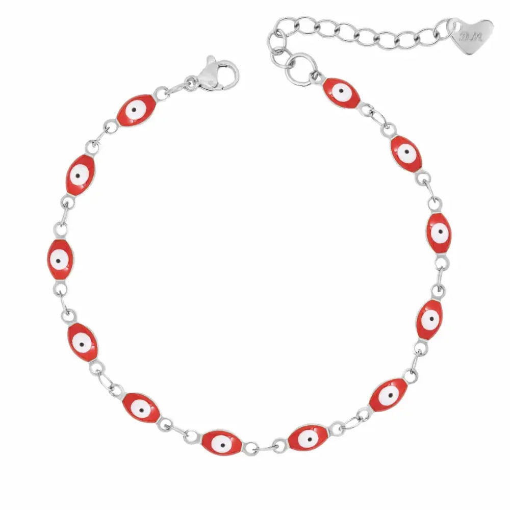 Nazar Evil Eye Bracelet - Silver / Red - Bracelets