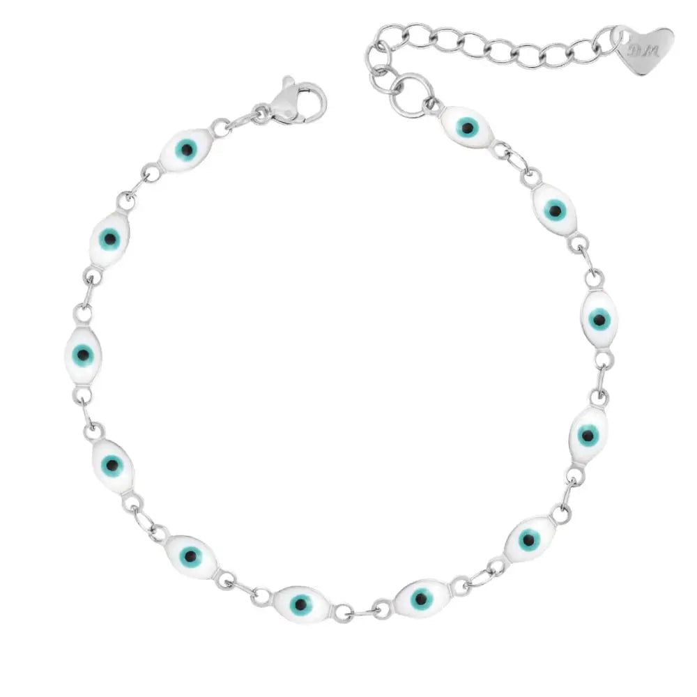 Nazar Evil Eye Bracelet - Silver / White - Bracelets