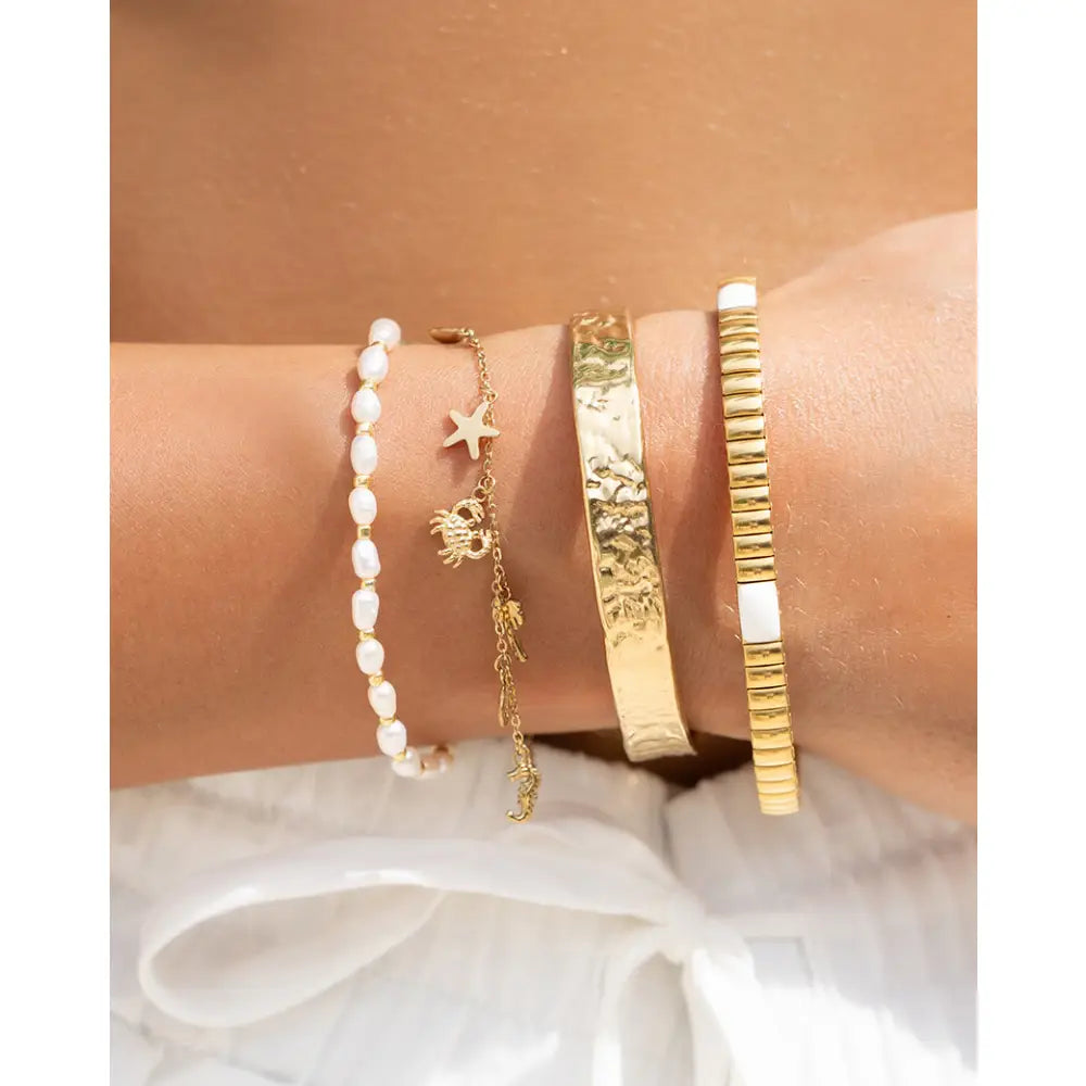 Onyx White & Gold Two-Tone Bracelet - Gold - Bracelets