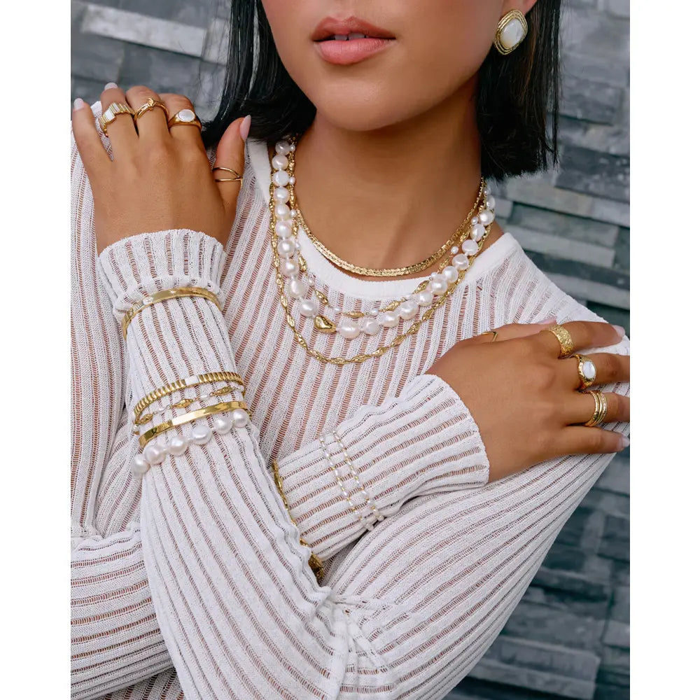 Onyx White & Gold Two-Tone Bracelet - Gold - Bracelets