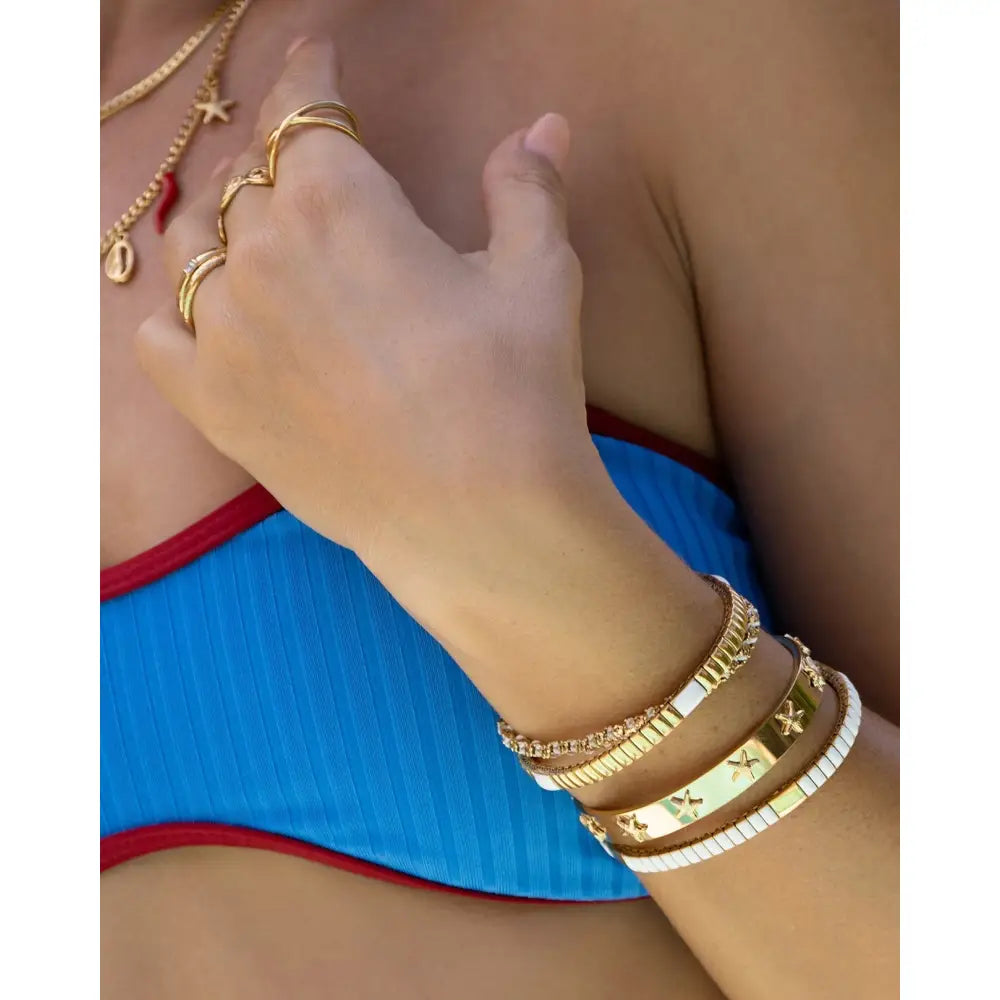 Onyx White & Gold Two-Tone Bracelet - Gold - Bracelets