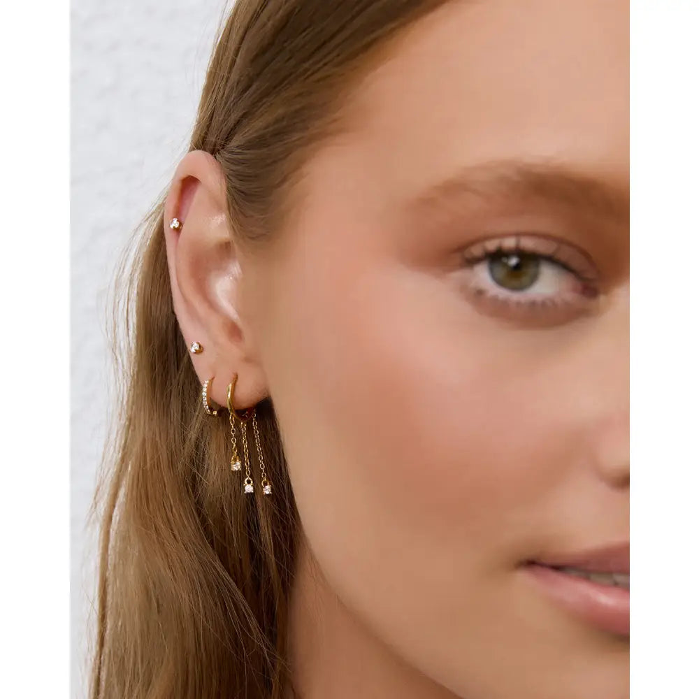 Opal Chain Gold Huggie Earrings - Earrings