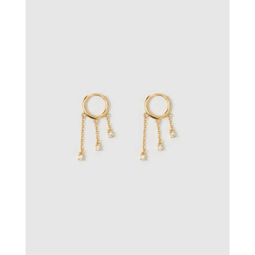 Opal Chain Gold Huggie Earrings - Earrings