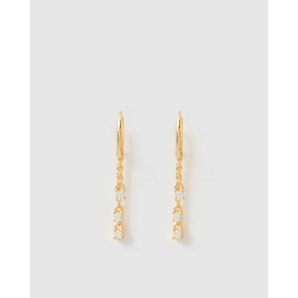 Opal Chain Gold Huggie Earrings - Earrings