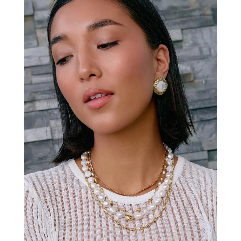 Ophelia Mother Of Pearl Gold Earrings - Earrings
