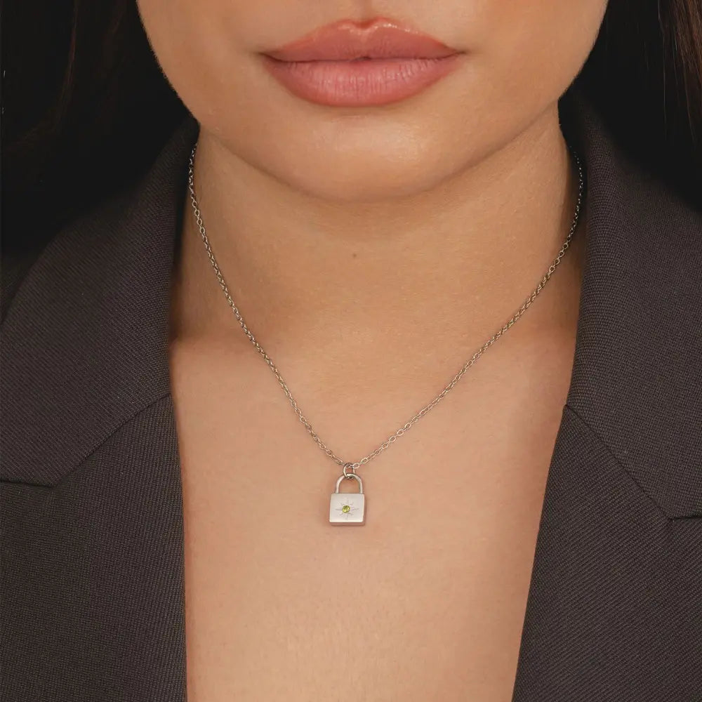 Padlock Birthstone Necklace - Necklaces