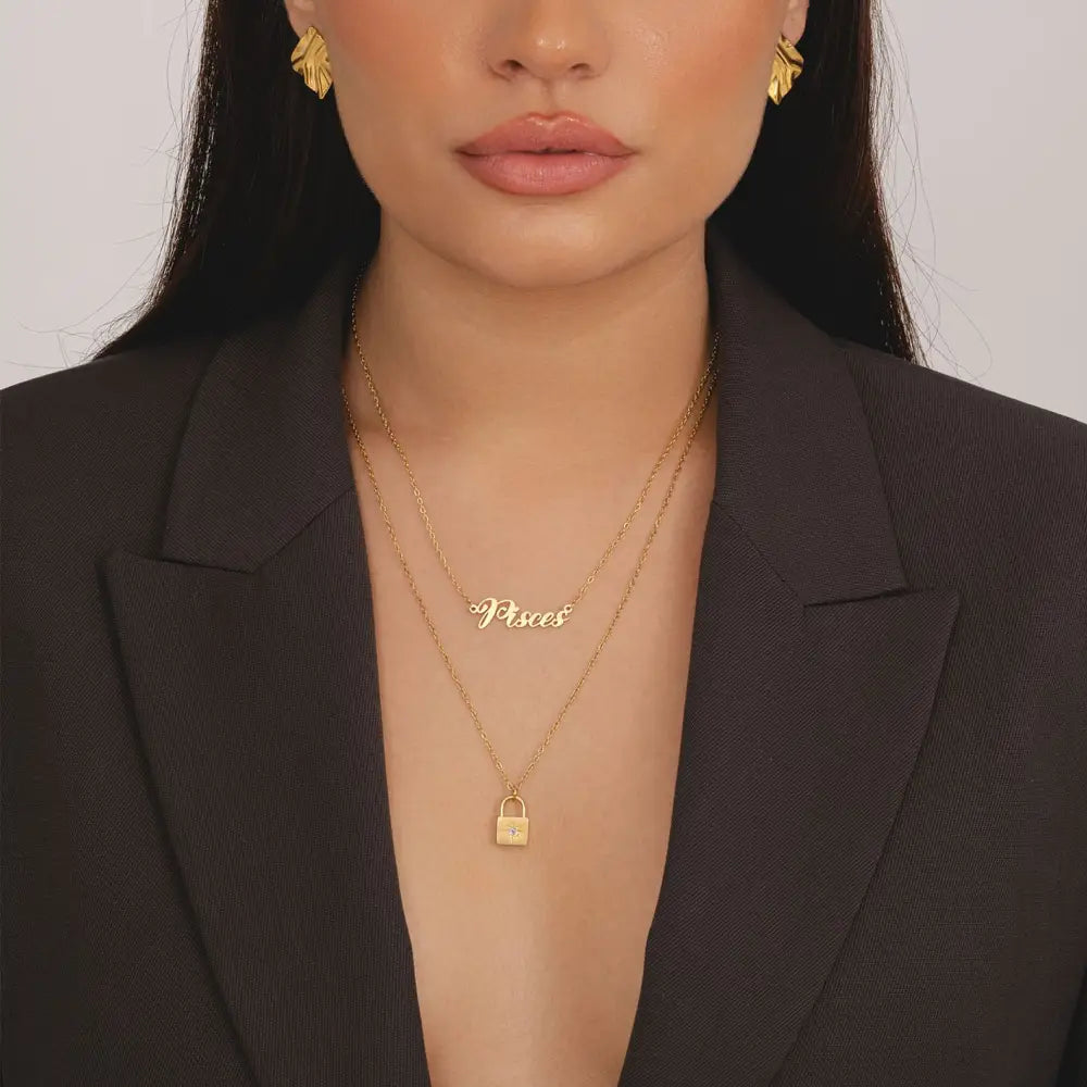 Padlock Birthstone Necklace - Necklaces