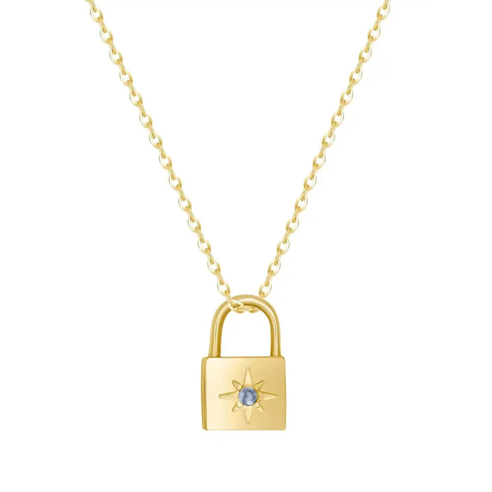 Padlock Birthstone Necklace - Gold / December - Necklaces