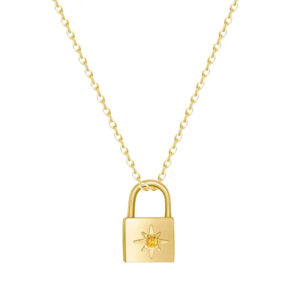 Padlock Birthstone Necklace - Gold / November - Necklaces