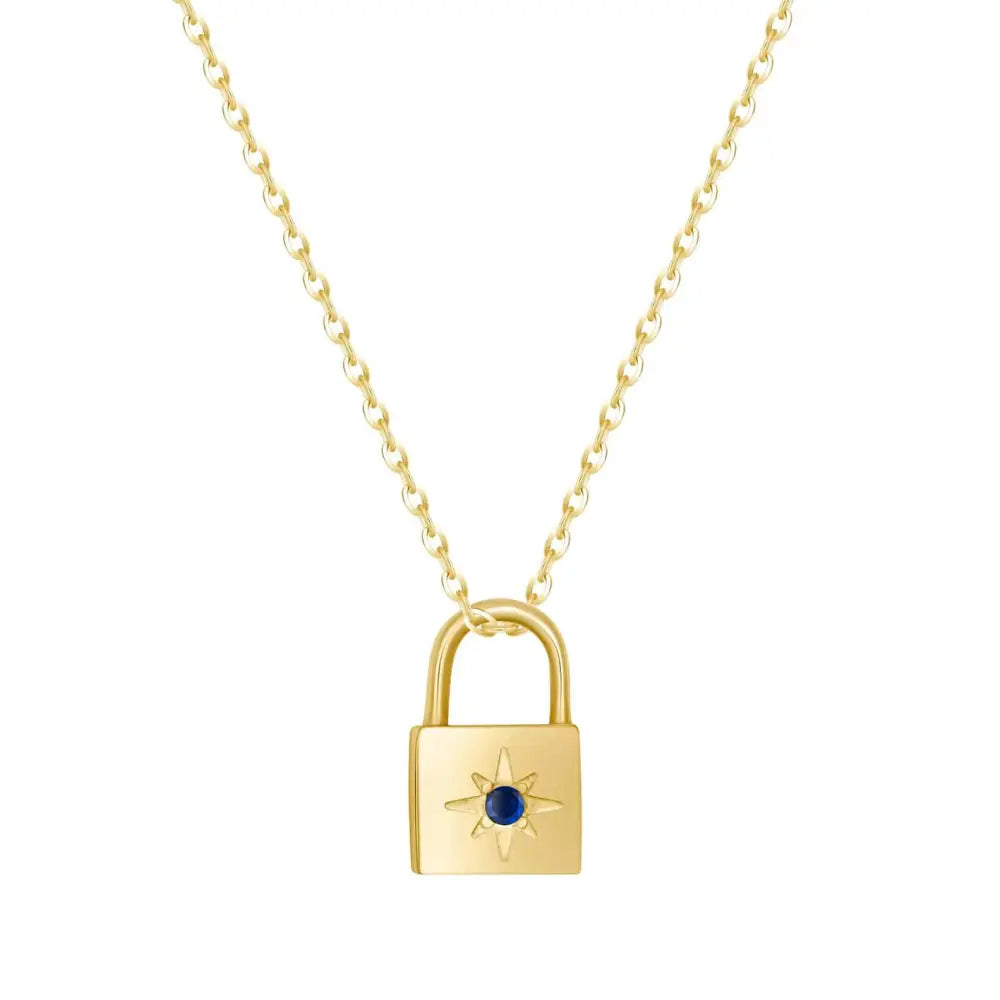 Padlock Birthstone Necklace - Gold / September - Necklaces