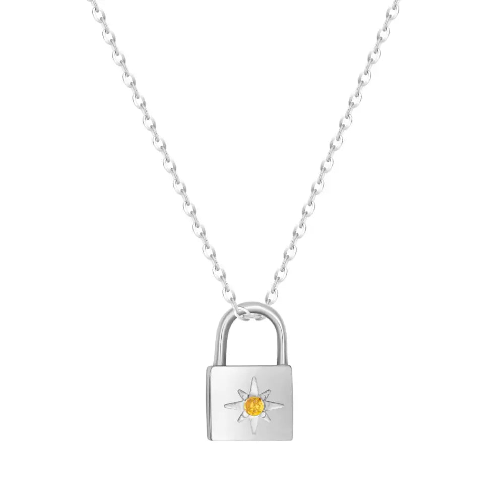 Padlock Birthstone Necklace - Silver / November - Necklaces