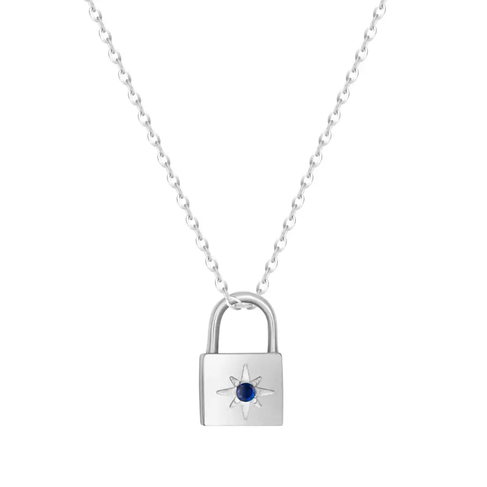 Padlock Birthstone Necklace - Silver / September - Necklaces