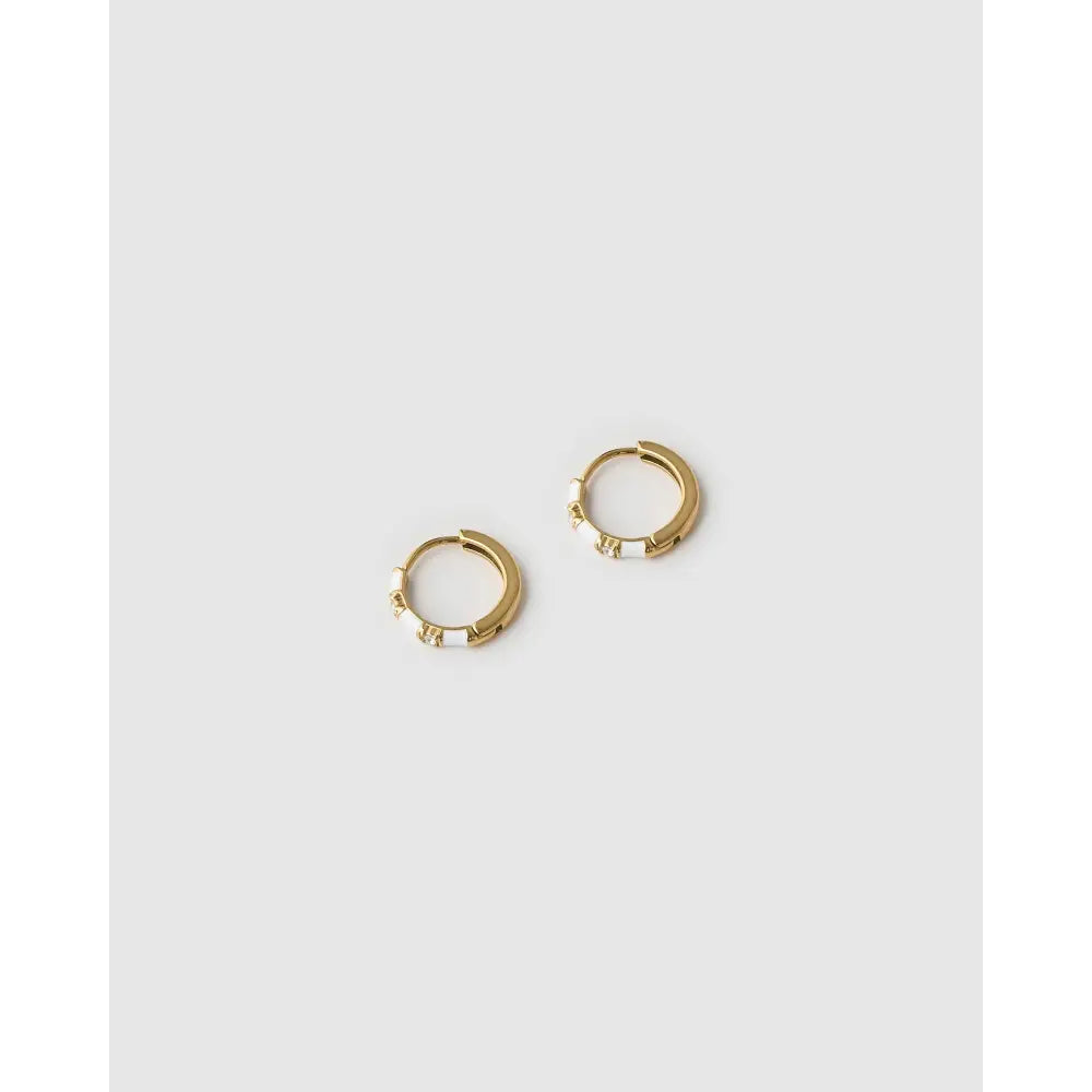 Papaya Enamel Huggie Earrings - Earrings