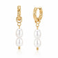 Pearl Hoop Earrings - Gold - Earrings
