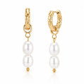 Pearl Hoop Earrings - Gold - Earrings