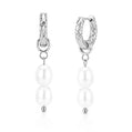 Pearl Hoop Earrings - Silver - Earrings