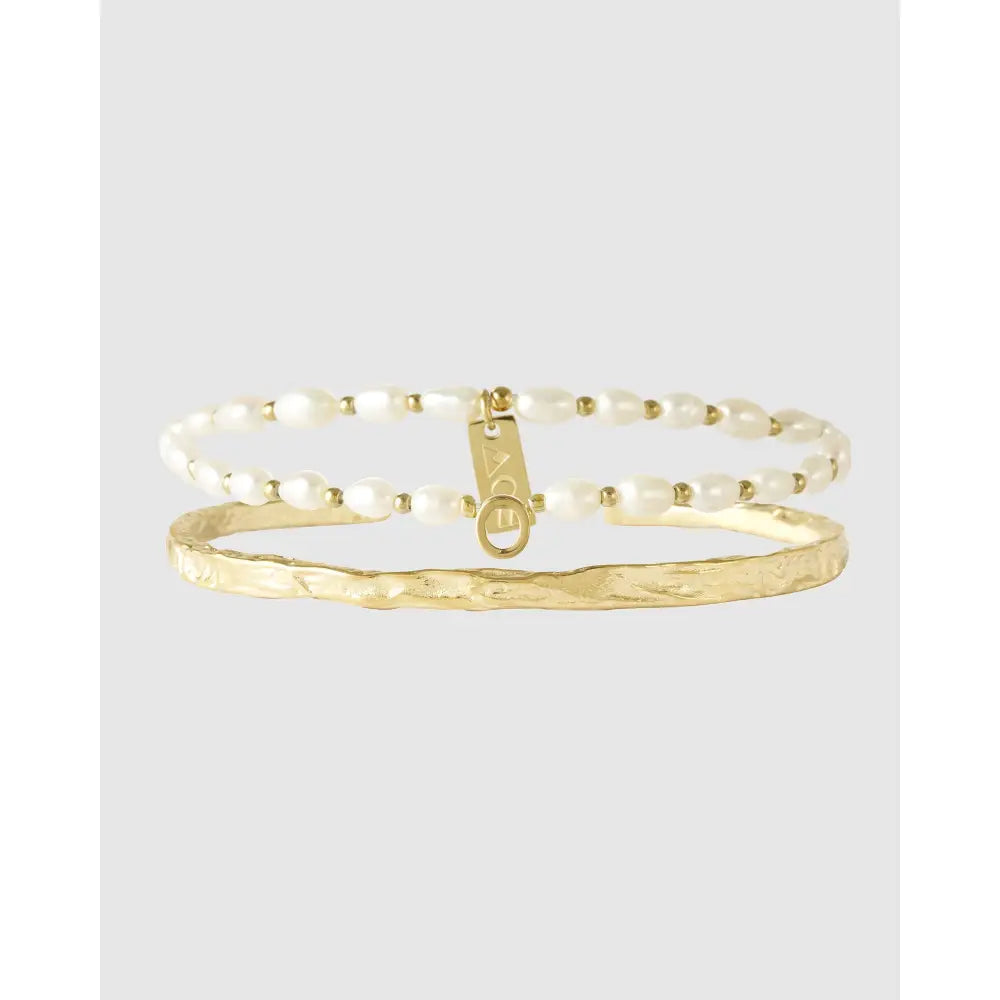 Pearl Initial Bracelet Stack - O - Bracelets