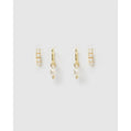 Pearl Party Gold Earring Stack - Earrings