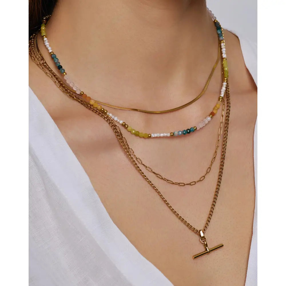 Piper Gemstone Gold Necklace - Necklaces