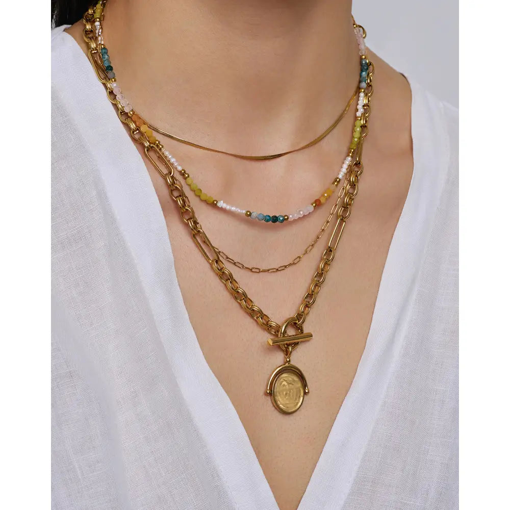 Piper Gemstone Gold Necklace - Necklaces