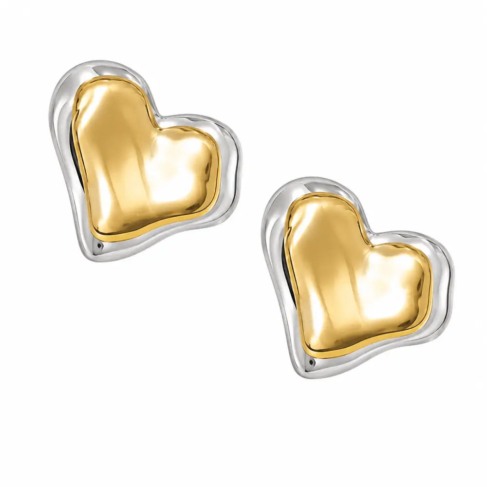 Pulse Stud Earrings - Gold & Silver Mix - Earrings