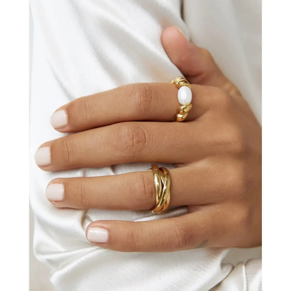 Riviera Gold and Pearl Ring - Rings