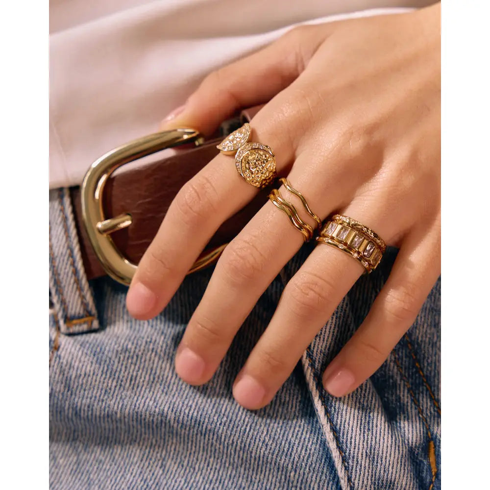 Rocco Double Gold Ring Stack - Rings
