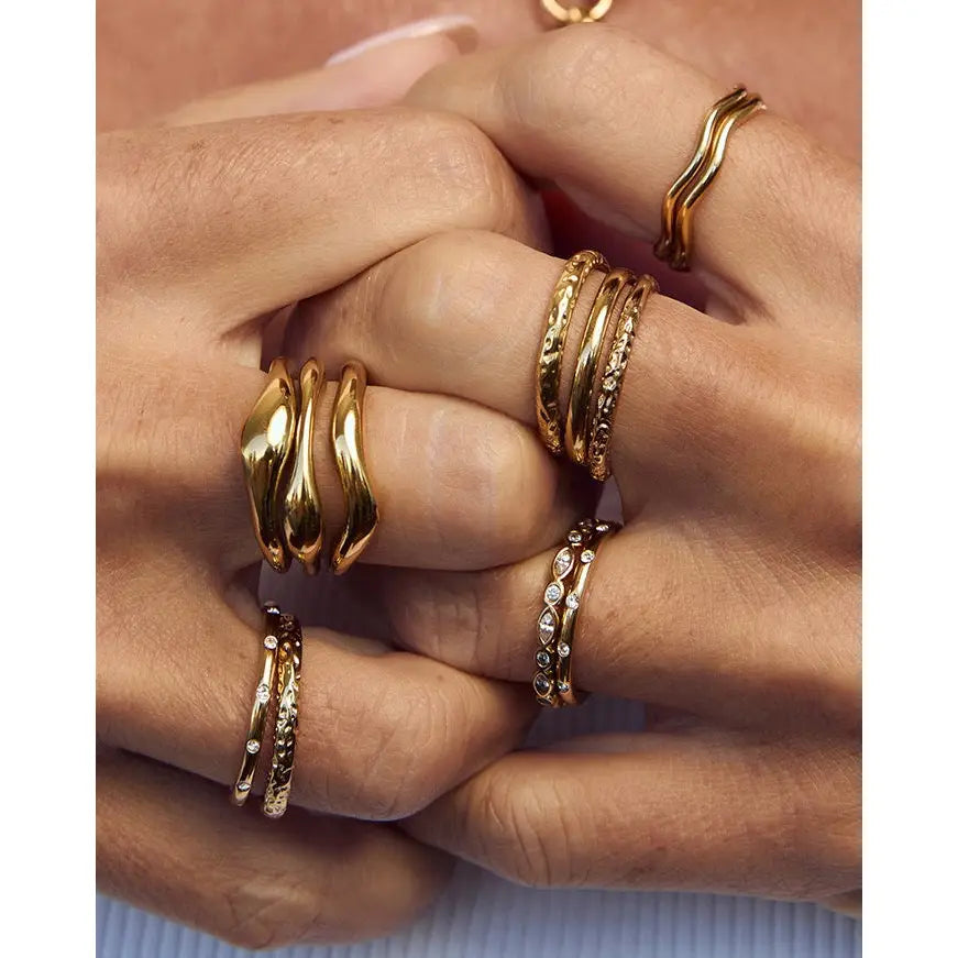 Rocco Double Gold Ring Stack - Rings